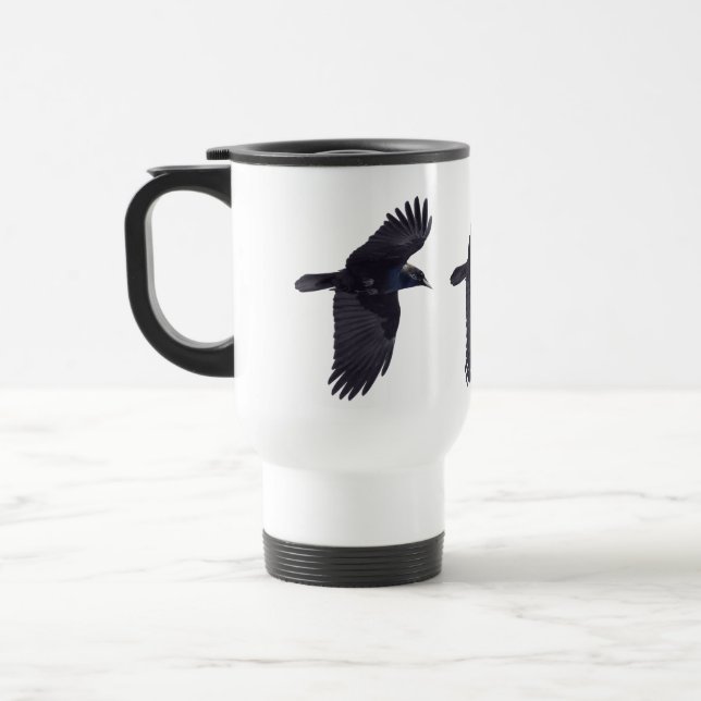 Taza De Viaje Volando Black Raven Gótico, Celta, Wiccan (Izquierda)
