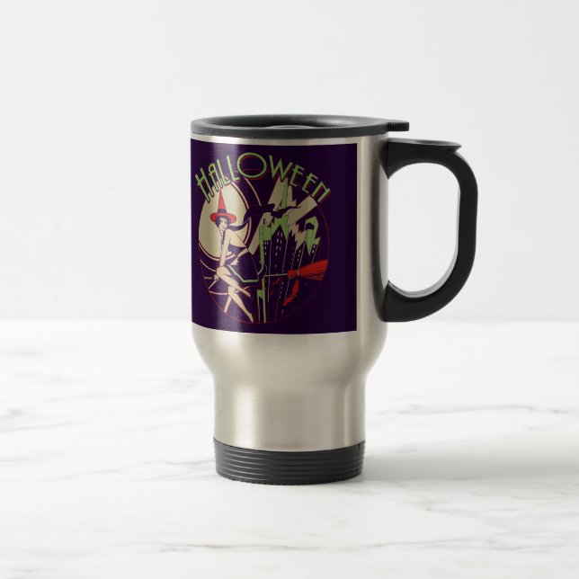 Taza De Viaje Volar bruja de Halloween (cosecha) (Derecha)