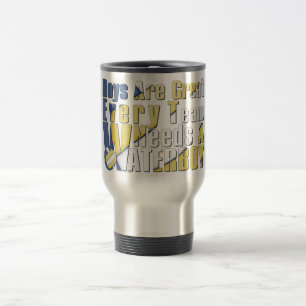 Taza De Viaje Voleibol acuático en azul y amarillo