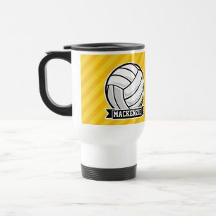 Taza De Viaje Voleibol en franjas amarillas