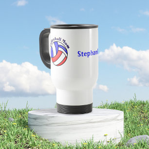 Taza De Viaje Volleyball Mom With Name