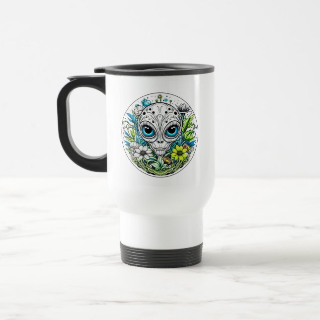 Taza De Viaje Voyager cósmico | Floral extraterrestre Extraterre (Izquierda)