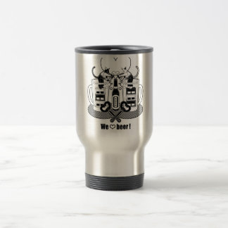 Taza De Viaje 「We love beer!」モノクロ("We love beer!" monochrome)