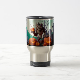 Taza De Viaje Werewolf y calabazas de Halloween
