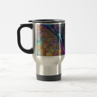 Taza De Viaje Whimsical Butterfly Fractal Watercolor Pai Digital