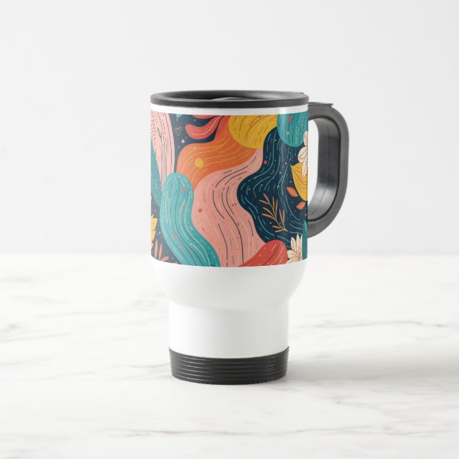 Taza De Viaje Whimsical Floral Flow Mug (Anverso derecho)