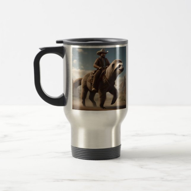 Taza De Viaje "Wild West se pregunta: Vaquero montando un caball (Izquierda)