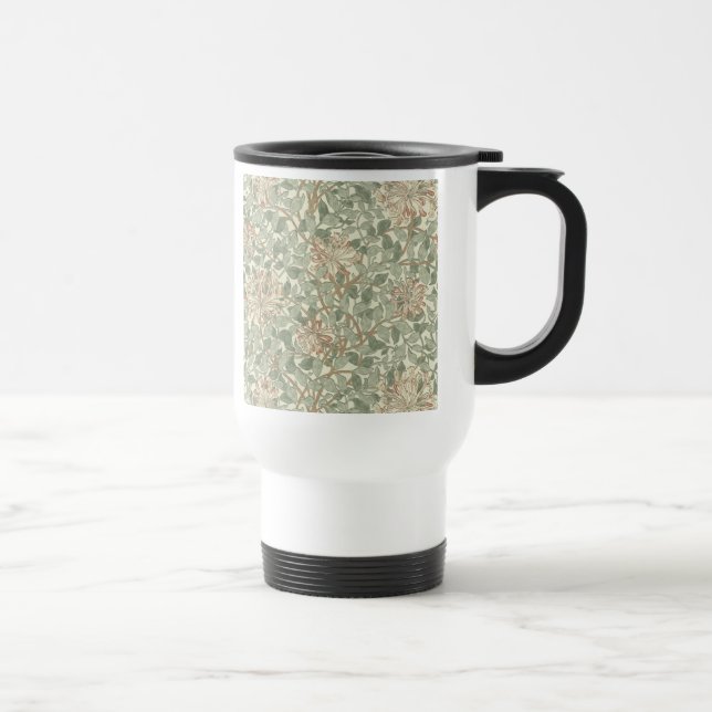 Taza De Viaje William Morris Honeysuckle Green Floral (Derecha)