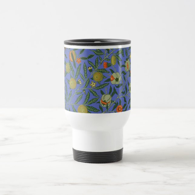 Taza De Viaje William Morris Papel de fondo azul granate (Centro)