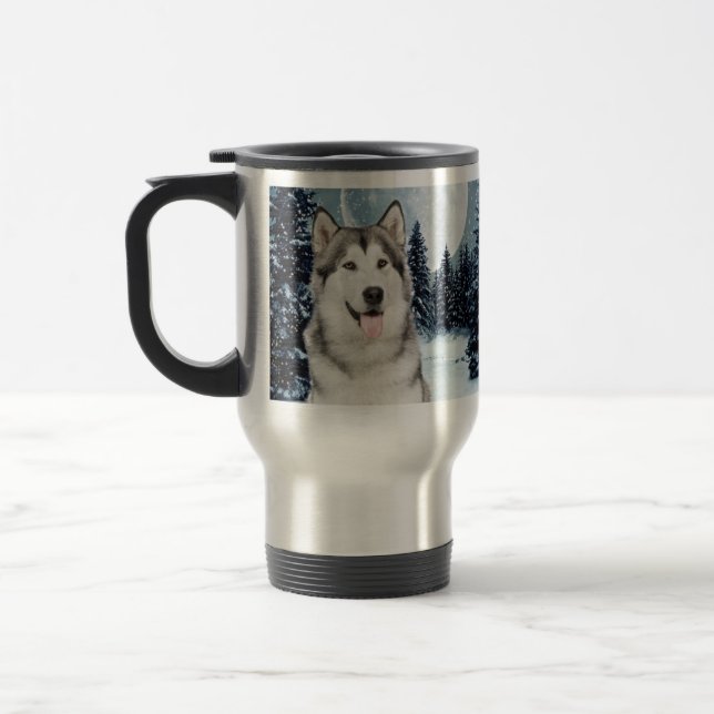 Taza De Viaje Winter Moon Husky Travel Mug (Izquierda)