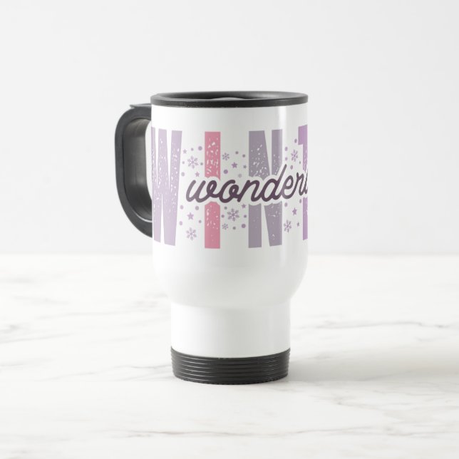 Taza De Viaje Winter Wonderland - Arte de tipografía festiva (Anverso izquierdo)