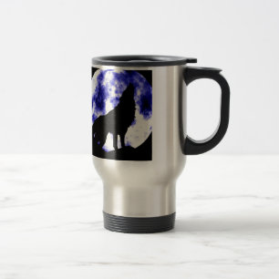 Taza De Viaje Wolf Howling en la Luna