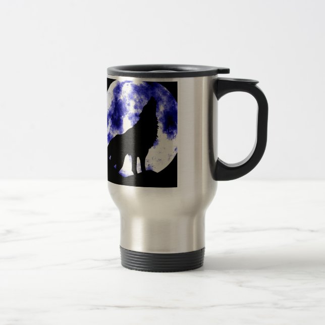 Taza De Viaje Wolf Howling en la Luna (Derecha)