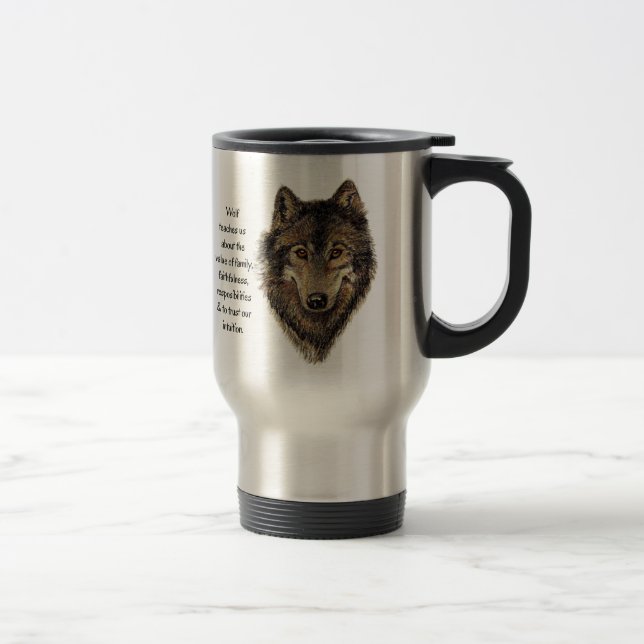 Taza De Viaje Wolf totem Guía espiritual Inspiradora Animal (Derecha)
