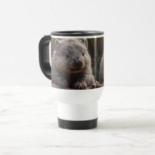 Taza De Viaje Wombat australiano, bebé floffy marrón,