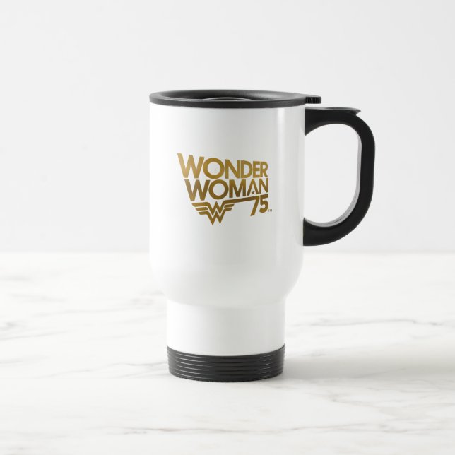 Taza De Viaje Wonder Woman 75th Anniversary Gold Logo (Derecha)