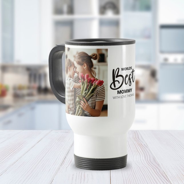 Taza De Viaje Worlds Best Mommy Photo with White Writing (Subido por el creador)