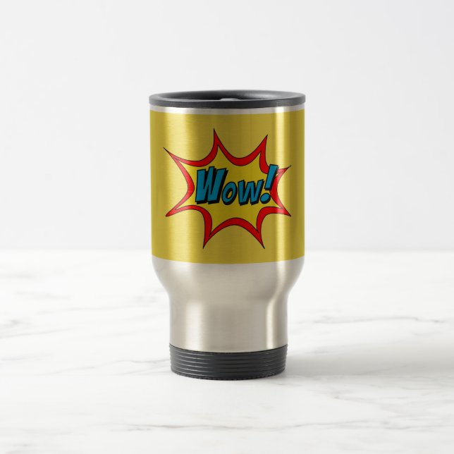 Taza De Viaje Wow burbuja de palabras de superhéroe (Centro)