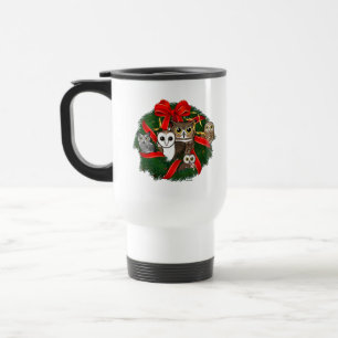 Taza De Viaje Wreath, Navidades de lechuzas Birdorables