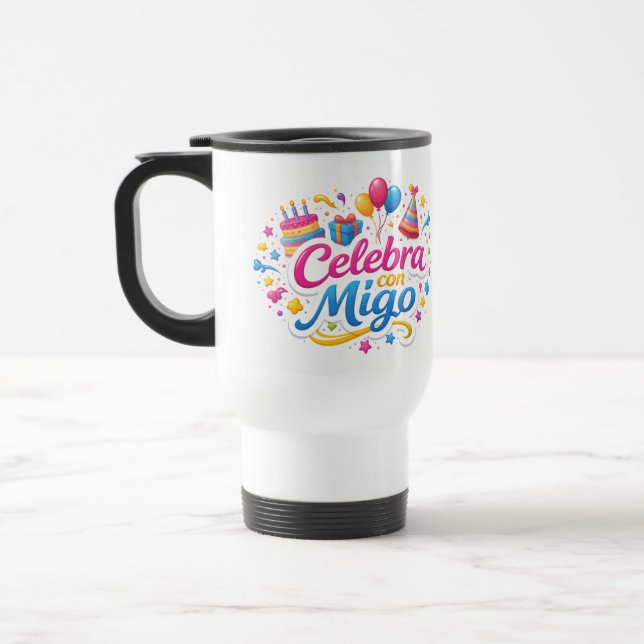 Taza de Viaje y de Regalo con Diseño “Celebra Conm (Izquierda)