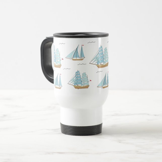 Taza De Viaje Yates de verano con velero (Anverso izquierdo)