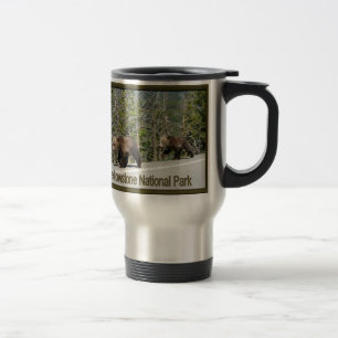 Taza De Viaje Yellowstone Grizzly Bear Mama y Cubs