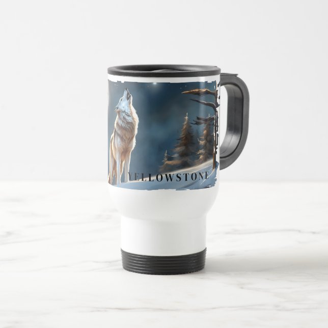 Taza De Viaje Yellowstone Wolf Travel Mug (Anverso derecho)