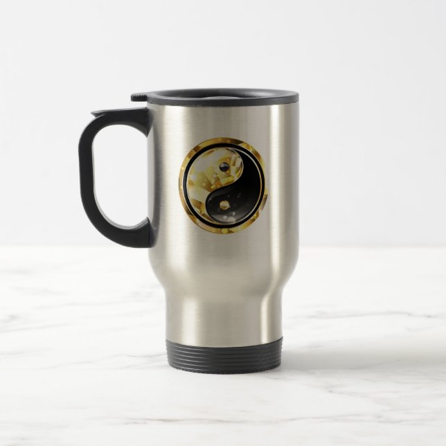 Taza De Viaje Yin Yang dorado en negro (Izquierda)