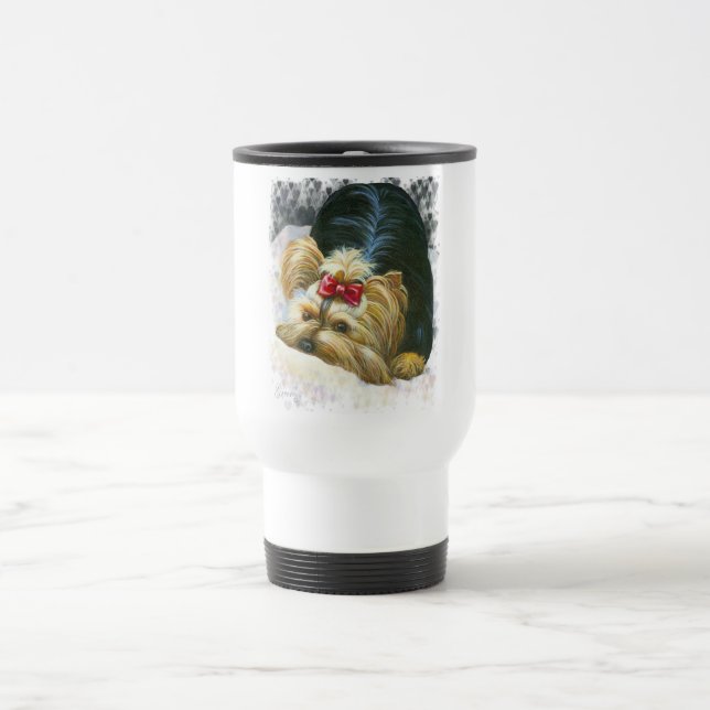 Taza De Viaje Yorkie peek y Boo Travel Mug (Centro)