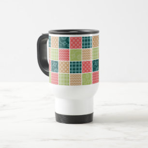 Taza De Viaje Zigzag, Chevron, Gingham, Puertos Polka, Patchwork