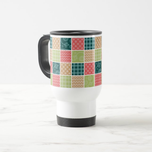 Taza De Viaje Zigzag, Chevron, Gingham, Puertos Polka, Patchwork (Anverso izquierdo)