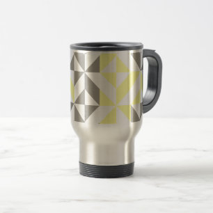 Taza De Viaje ZigZag geométrico amarillo y plateado