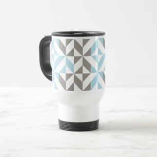 Taza De Viaje ZigZag geométrico azul y plata