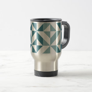 Taza De Viaje ZigZag geométrico de dos tonos verde verde azulado