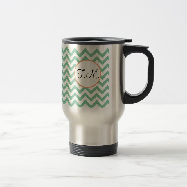 Taza De Viaje Zigzag Verde Monogramado (Derecha)