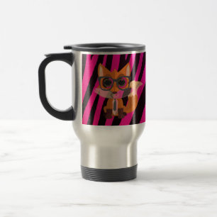 Taza De Viaje Zorro Lindo y Tonto Estampado de Cebra Rosa Tenden
