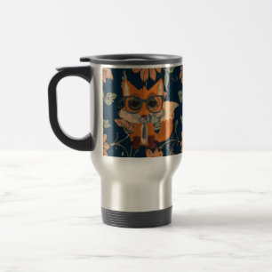 Taza De Viaje Zorro Lindo y Tonto Vintage Floral Azul Oscuro Bot