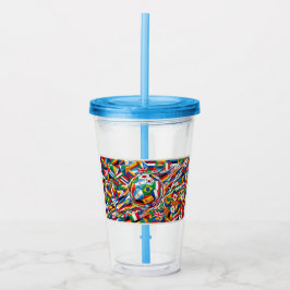 Taza de vidrio con bandera de naciones de la Copa 
