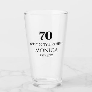 Taza de vidrio con nombre personalizado para el 70