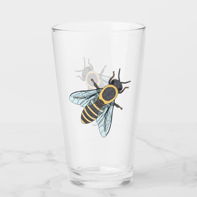 Taza de vidrio de abeja melífera (Anverso)