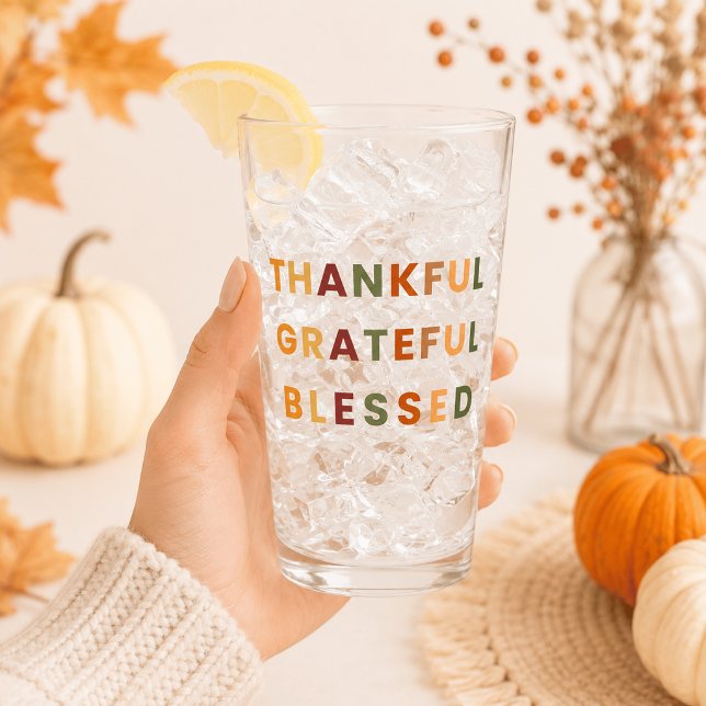 Taza de Vidrio de Otoño Agradecida Bendita (Subido por el creador)