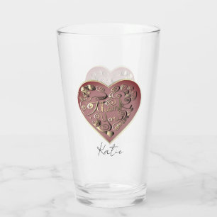 Taza de vidrio "Gracias" con corazón