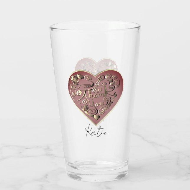 Taza de vidrio "Gracias" con corazón (Reverso)