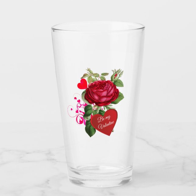 Taza de vidrio para fiesta de San Valentín Corazon (Anverso)