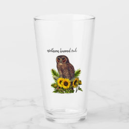 Taza de vidrio pintada con lechuza barreada del no