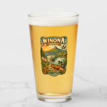 Taza de vidrio souvenir única de Winona, MN Minnes