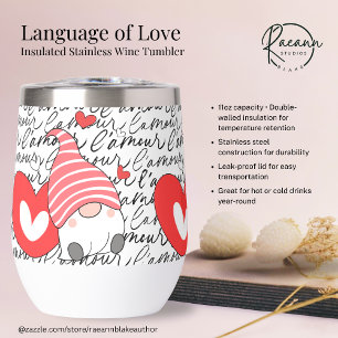 Taza de vino de acero inoxidable Language of Love