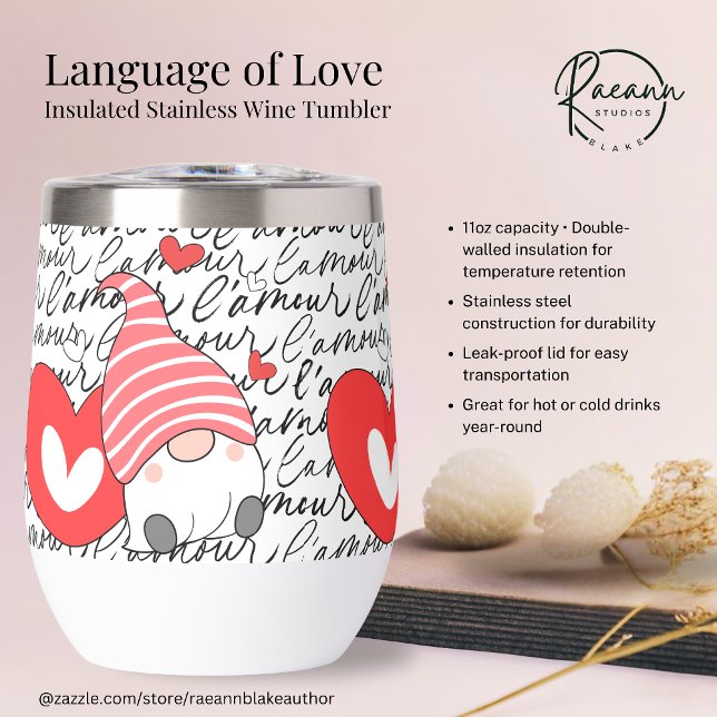 Taza de vino de acero inoxidable Language of Love (Subido por el creador)