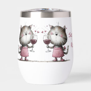 Taza de vino divertida con gato muy lindo