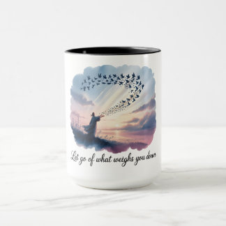 Taza de vuelo de paloma de acuarela - Dejar ir